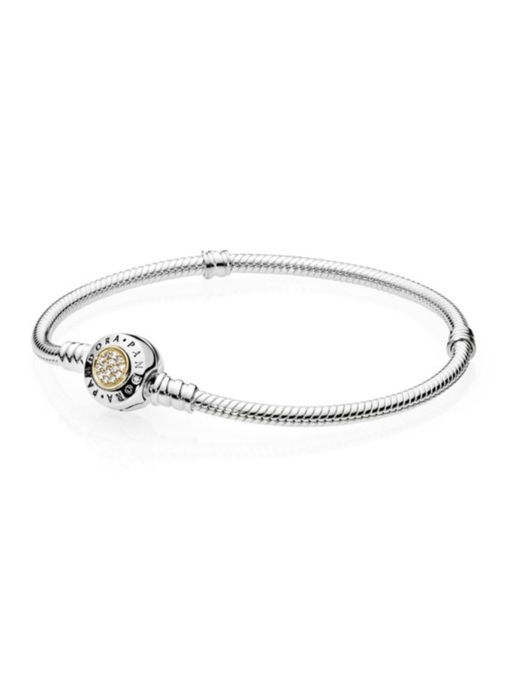 Pandora Signature Snake Bracelet with solid 14k gold and cz - 19cm length - Picture 11 of 12